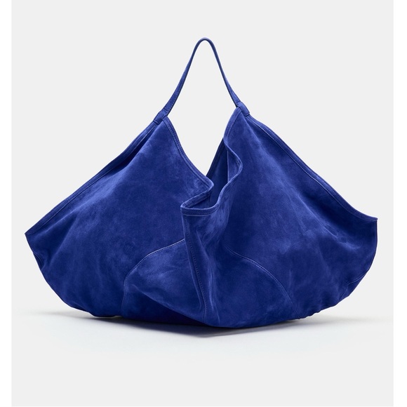 NWT Zara Suede Blue Tote Bag - Picture 5 of 5